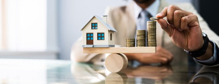 house model balance equilibrium concept. real estate money