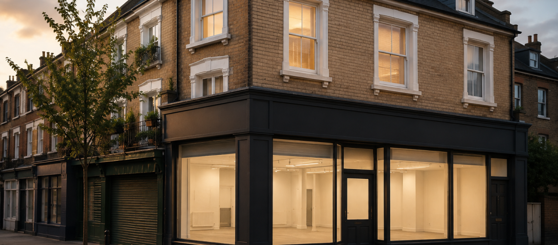 Semi-commercial property with vacant commercial unit and residential flats above