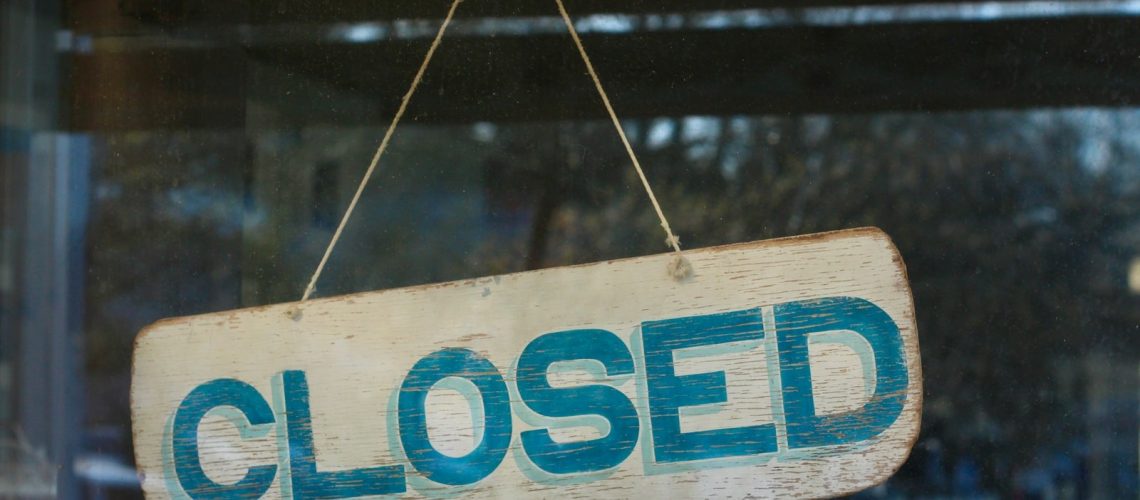 blue and white wooden open signage